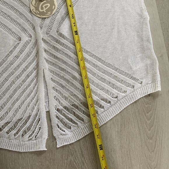 Colour 5 Power sweater jumper beige L‎ see through lightweight knit v neck linen - Picture 10 of 11